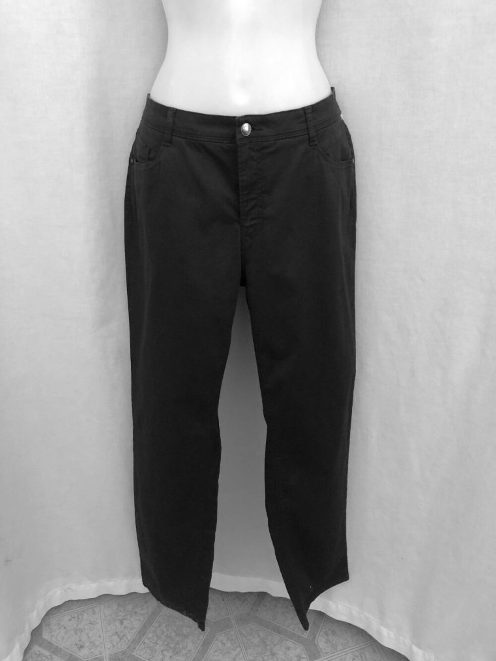 Brax Black Cotton Blend Carola Trousers Pants Size 32/30